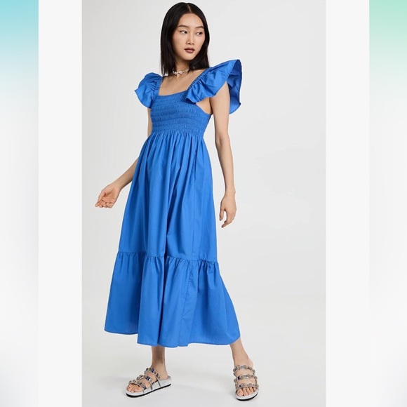 o.p.t Blue Ruffled Sleeve Maxi Dress - Picture 2 of 9